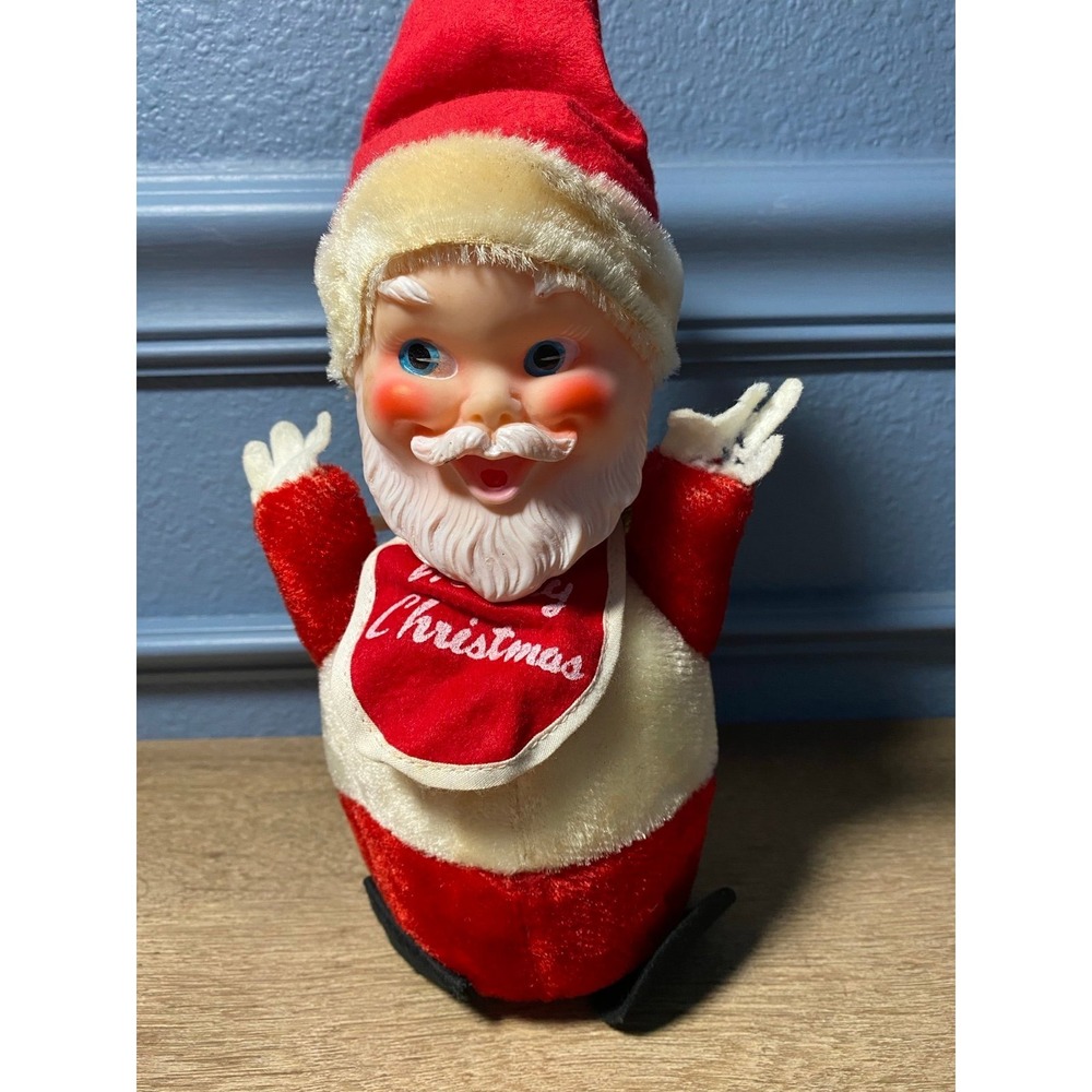 VTG Gunderful Creation Santa Rubber Face Roly Poly Musical Chime Doll Gund Japan